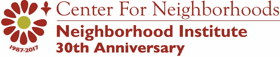 Center For Neighborhoods Accepting Applications for Neighborhood Institute Spring 2017